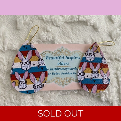 Bunnies with glasses light Weight faux leather earrings